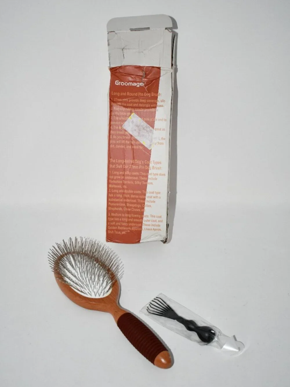 GROOMAGE Dog Pin Brush, 27mm, Long Pins Beech Wood Grooming Brush, NWT